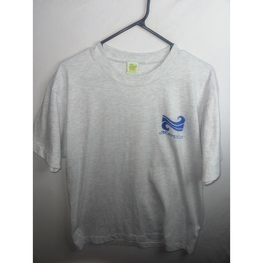 Vintage A Capulco Tropical Beach Tag Single Stitch T Shirt Size Xl Grey 90s